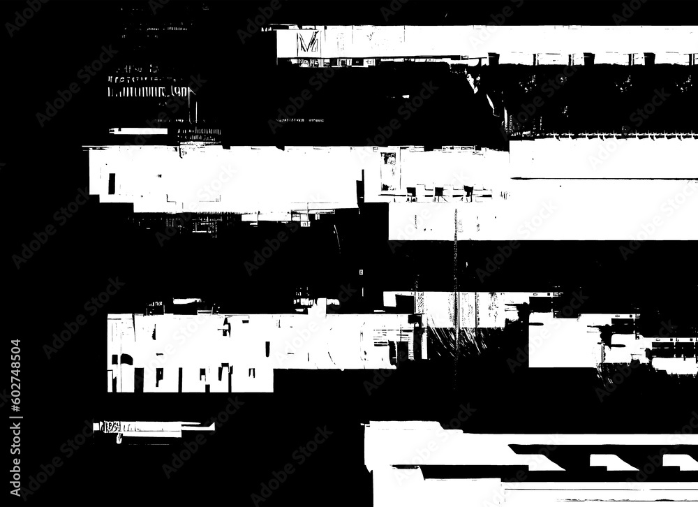 Grunge Abstraction: Monochromatic Glitch Design with Distorted Textures and a Raw, Edgy Aesthetic for Digital and Print Design