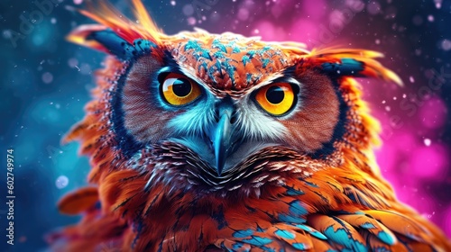 owl in vibrant colors