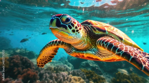 Sea turtle in vibrant colors © Andrus Ciprian
