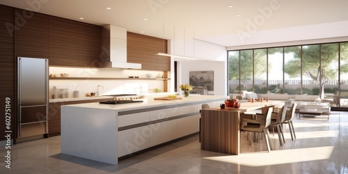 Sleek Modern Kitchen Interior Design AI Generated Generative AI