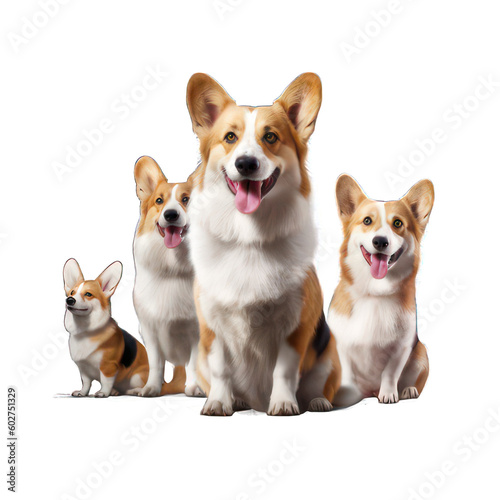 Group of corgies isolated on white created with Generative AI © mg photo
