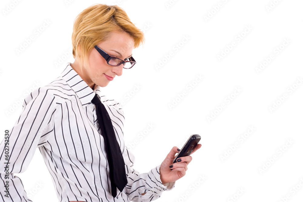 picture of a businesswoman texting message on the phone picture of a businesswoman texting message on the phone