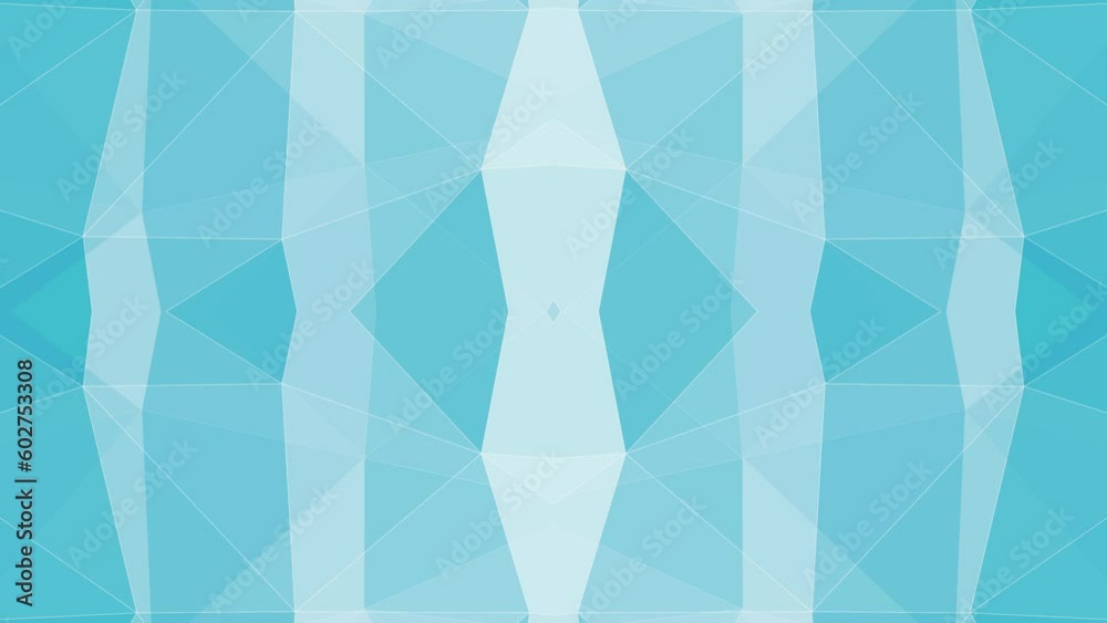 Abstract cyan blue loop triangle shapes motion animation background.