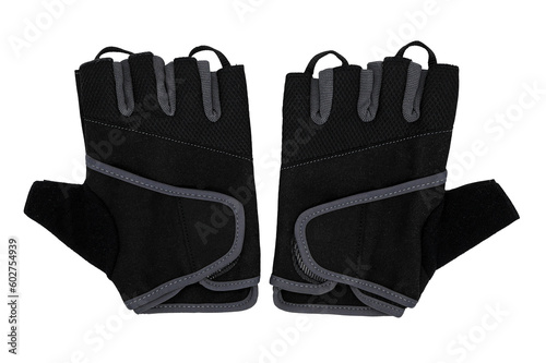 Black fingerless sports gloves isolated on a white background