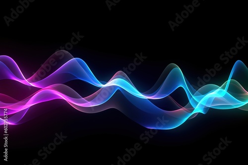 pink blue wavy neon lines, electronic music virtual equalizer, sound wave visualization, ultraviolet light abstract background