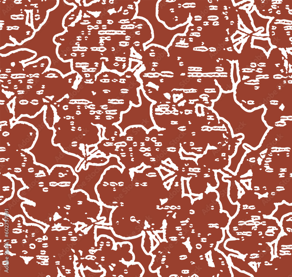 bicolor contour silhouette seamless pattern with flowers and leaves. Abstract floral spring, summer pattern bicolor contour silhouette seamless pattern with flowers and leaves. Abstract floral spring, summer pattern