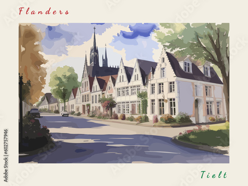 Tielt: Post card design with Town in Belgium and the city name Tielt photo