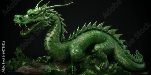 Green Wood Dragon  generative ai digital art  Chinese Zodiac