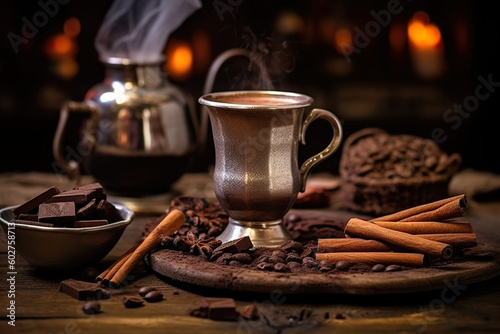 "Created with generative AI tools" Hot chocolat, coffee, tea, cup