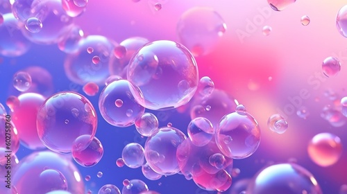 Purple pink beauty collagen skin serum and vitamin illustration  generative ai hyaluronic acid molecules background