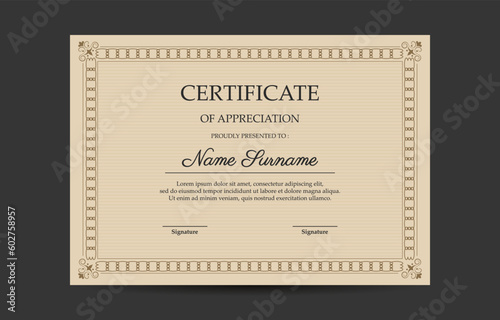 Сertificate template in classic style.