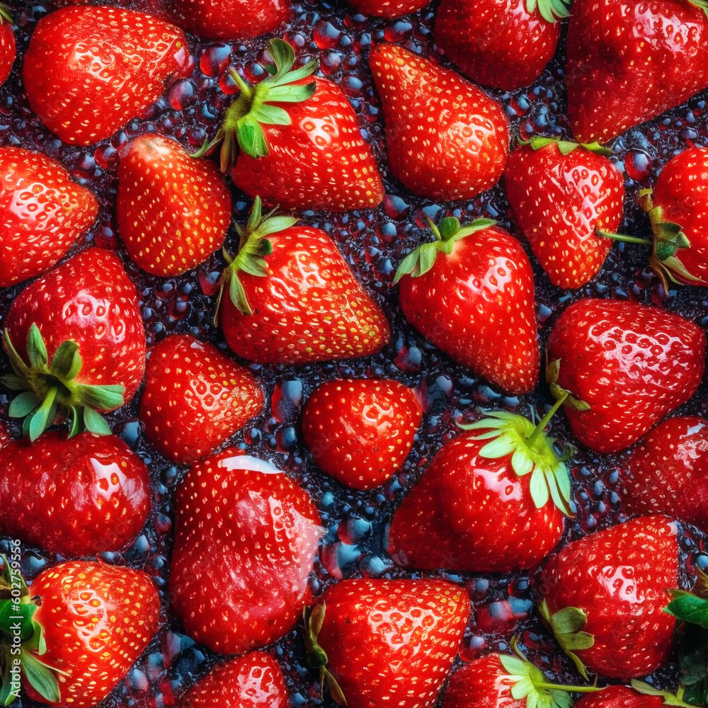strawberry mix, seamless pattern, Generative AI strawberry mix, seamless pattern, Generative AI