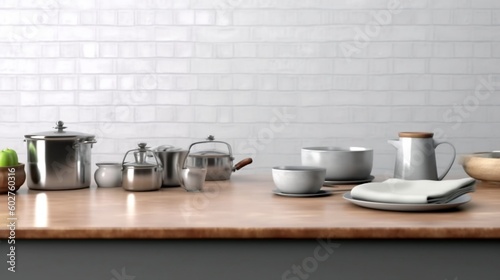 Kitchen Equipments: Table Setup. Generative AI