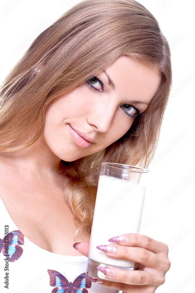 beautiful women in a colored shirt on a white background beautiful women in a colored shirt on a white background