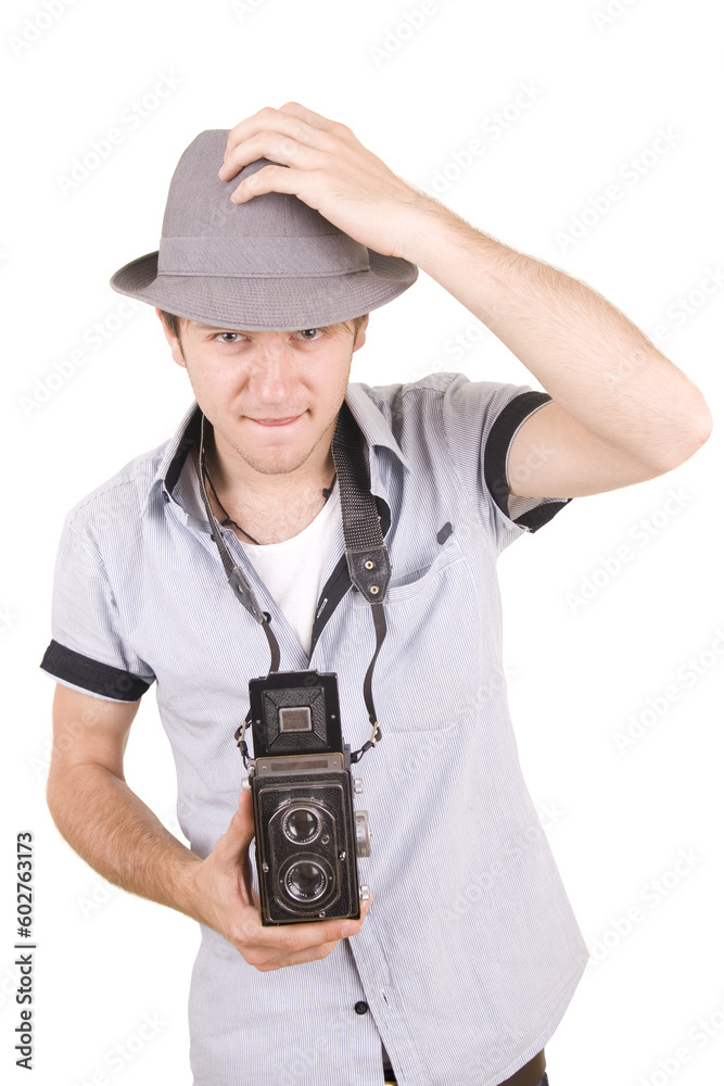 young guy holding a camera young guy holding a camera