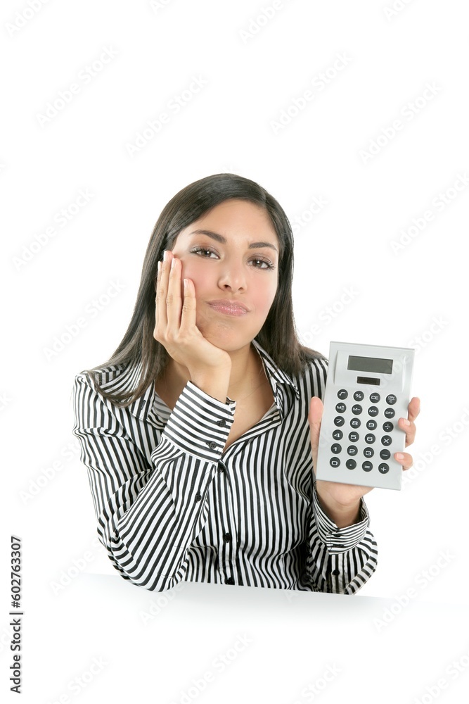 Beautiful brunette businesswoman sad about bad stats results Beautiful brunette businesswoman sad about bad stats results