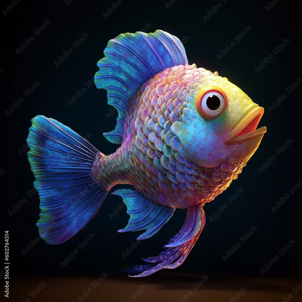 exotic fish on black background, Generative AI exotic fish on black background, Generative AI