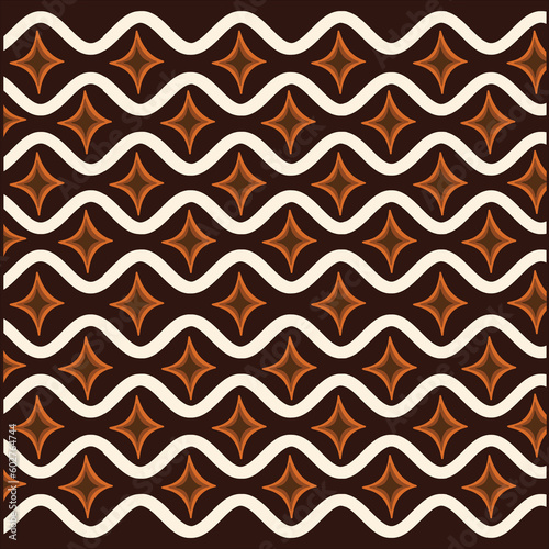 Brown and white - Vintage background made of concentric brown between curved white lines. © Taha