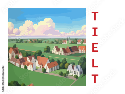 Tielt: Vintage travel poster with an Belgian landscape and the title Tielt photo