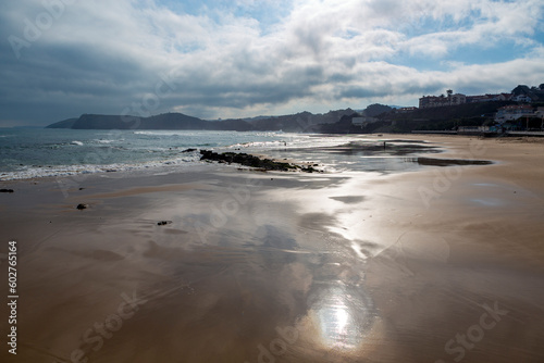 beach in the spanish town of comillas, cantabria. photo