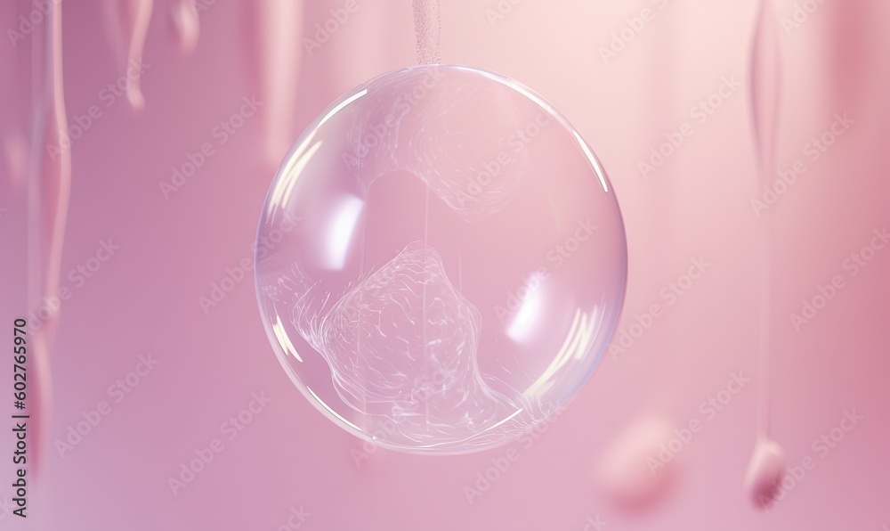 a bubble with a woman inside of it on a pink background. generative ai a bubble with a woman inside of it on a pink background. generative ai