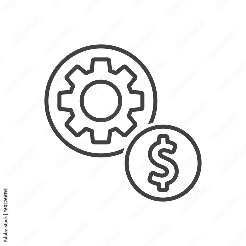 Money Management icon - Dollar with settings icon