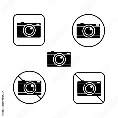Compact Camera Black Icon and Border / No Camera Sign