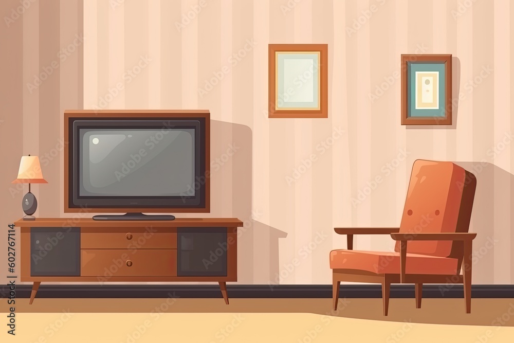 cozy living room with modern furniture and entertainment system Generative AI