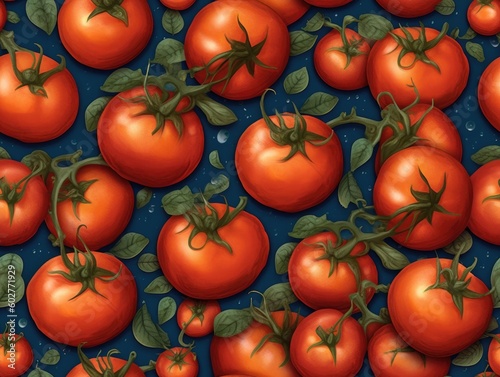 Tomatoes background as seamless tile  generative AI 