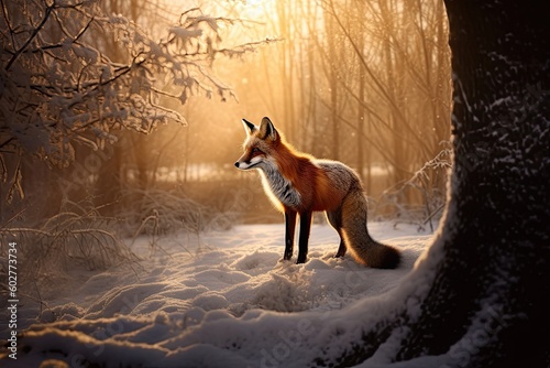 Beautiful fluffy orange fox - Generative AI