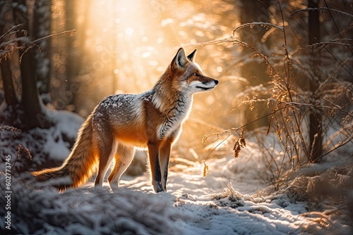 Beautiful fluffy orange fox - Generative AI