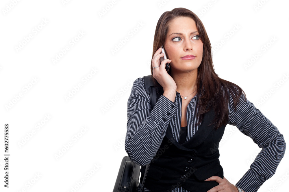young woman. Dressed in a business look, with a handycase as an accessoir. Making a phone call. young woman. Dressed in a business look, with a handycase as an accessoir. Making a phone call.