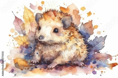 An AI created a cute watercolor picture of a hedgehog.  Generative AI 