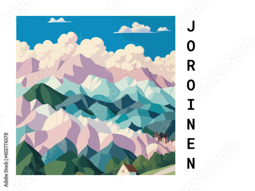 Joroinen: Vintage travel poster with an Finnish landscape and the title Joroinen