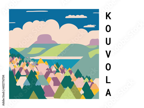 Kouvola: Vintage travel poster with an Finnish landscape and the title Kouvola