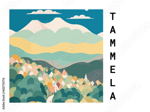 Tammela: Vintage travel poster with an Finnish landscape and the title Tammela