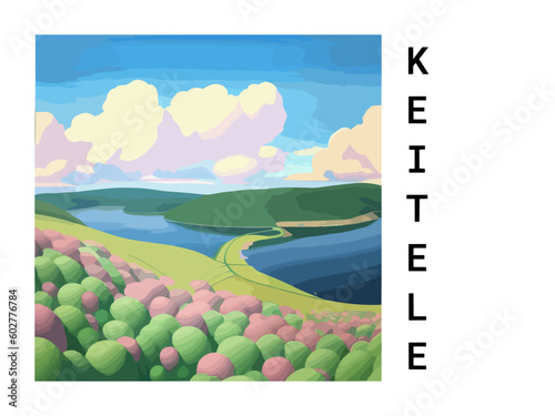 Keitele: Vintage travel poster with an Finnish landscape and the title Keitele