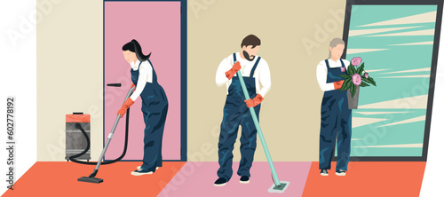 Сleaning company, Maid service team Hoarder Cleaning Services in office, apartment