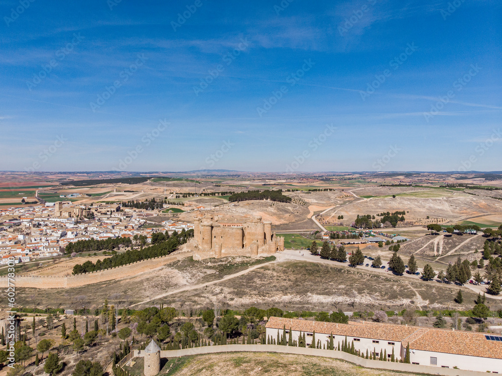 Aerial view of the Castle of Belmonte Cuenca.