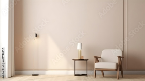 Minimalist Interior of modern interior desige 3D rendering  generative ai