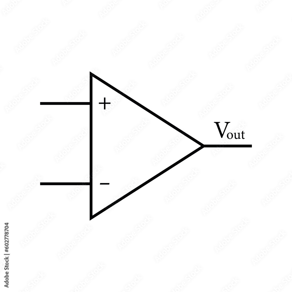 Operational amplifier symbol in physics. Op amp schematic symbol. Vector illustration. Operational amplifier symbol in physics. Op amp schematic symbol. Vector illustration.