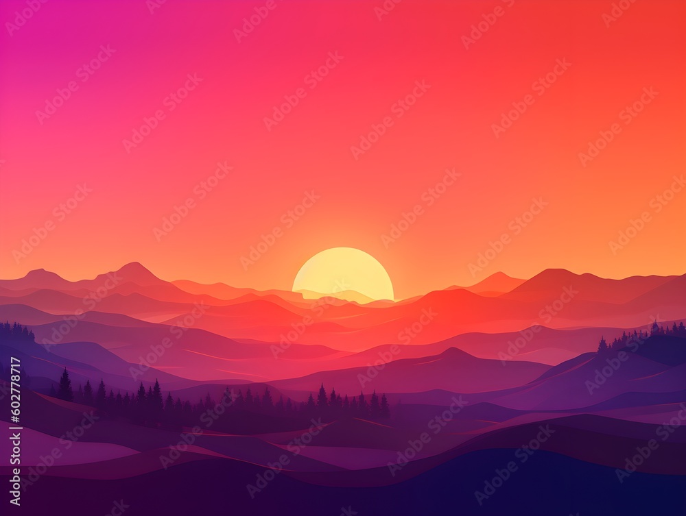 Fototapeta premium Smooth Gradient of Warm Colors Mimicking Sunset Hues, AI Generated Background