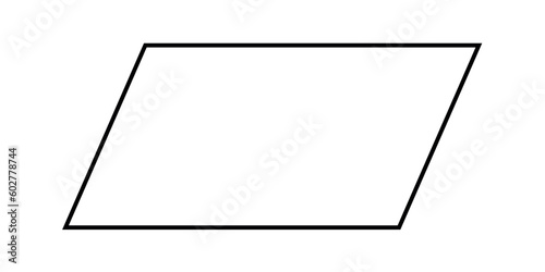 Properties of a parallelogram in geometry. Area and perimeter of parallelogram shape. Vector illustration isolated on white background.
