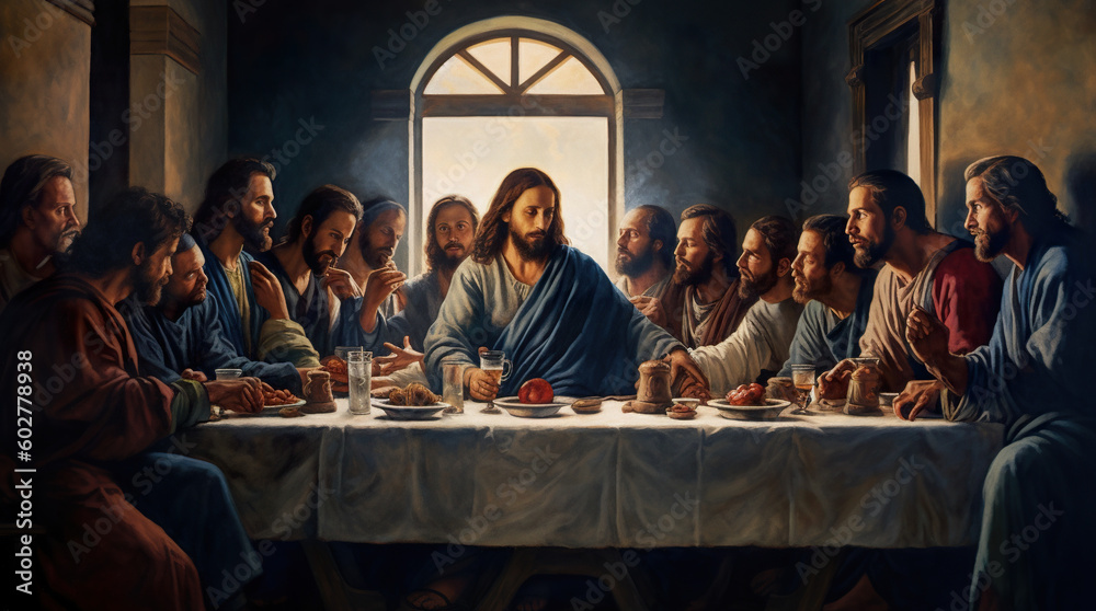 A painting of the last supper of jesus. Generative AI. Stock ...