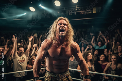 Fighter in wrestling ready for fake fight AI generated image
