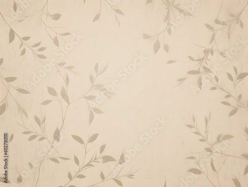 Beige Background with Subtle Leaf and Branch Pattern, AI Generated Image