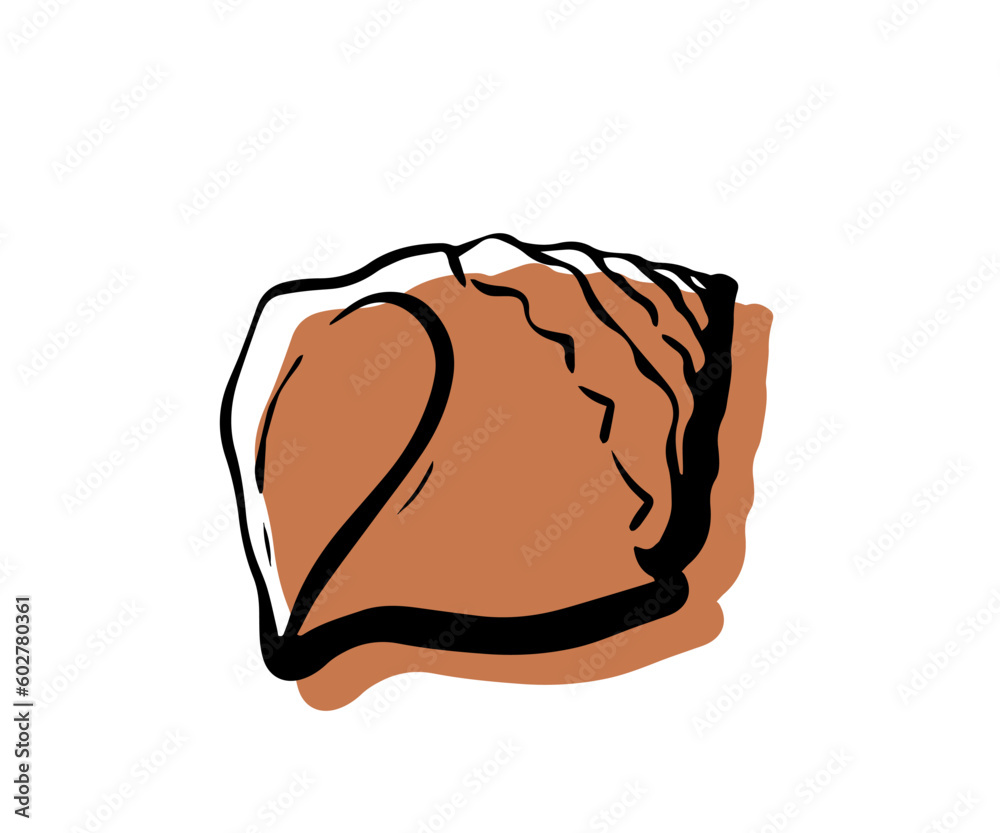 Shell with an outline in a trendy minimal style. Vector illustration of a shell clam for tattoo, design social media post and stories.