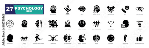 Psychology and mental health icon collection. Perfect icons for a website.
