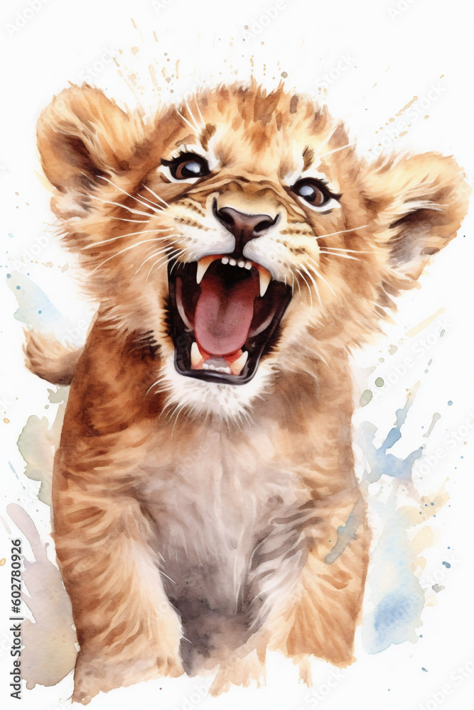 junger Löwe, Lion Cub, Water Colour Art, 3584x5376, Ratio 2:3 junger Löwe, Lion Cub, Water Colour Art, 3584x5376, Ratio 2:3
