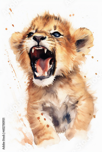junger L  we  Lion Cub  Water Colour Art  3584x5376  Ratio 2 3
